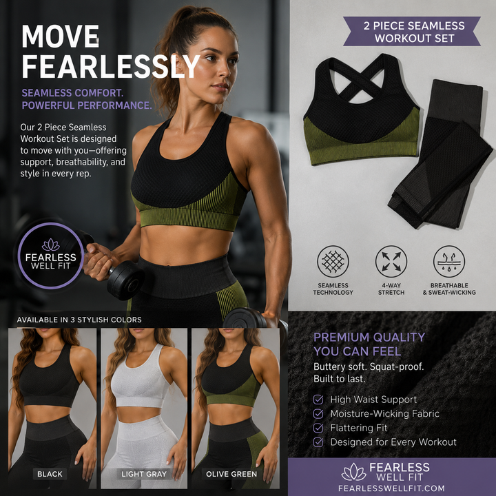 Women's Seamless Workout Set – High-Waisted Leggings & Sports Bra Gym Outfit